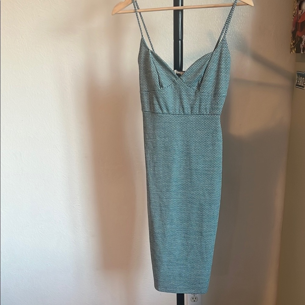 Blue Spaghetti Strap Midi Dress